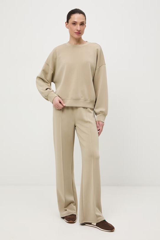 Spodnie dresowe damskie wide leg z modalem z elastanem zielony RS26-SPD403