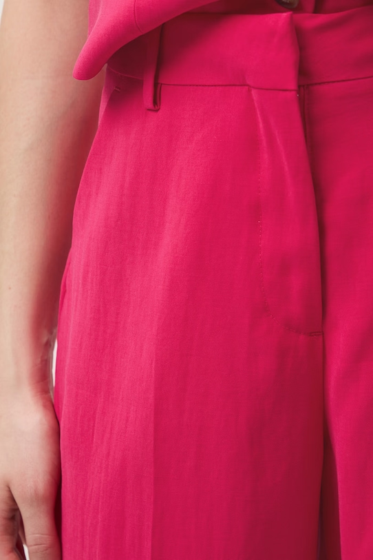 Spodnie wide leg damskie z wiskozą różowy RS26-SPD600