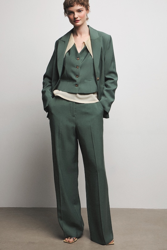 Medicine spodnie wide leg damskie z wiskozą zielony RS26-SPD600