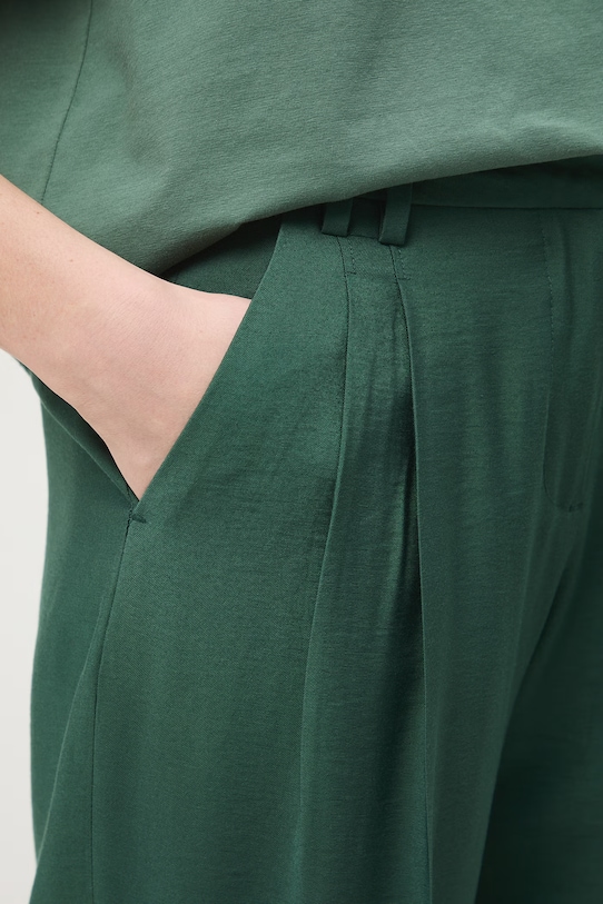 Kalhoty se širokými nohavicemi dámské s viskózou zelená RS26-SPD601