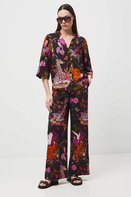 Medicine spodnie wide leg damskie z lyocellem RS26-SPD650 czarny RS26