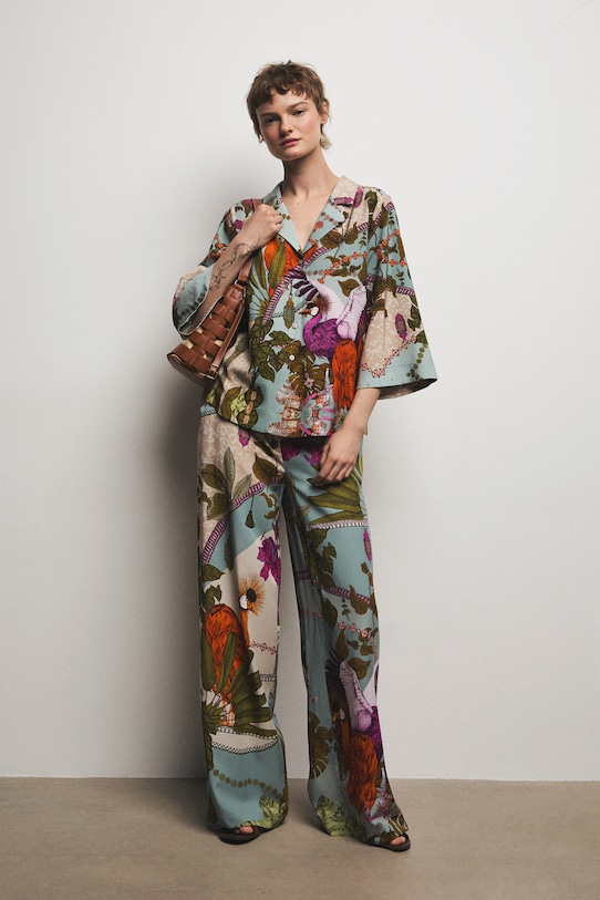 Medicine spodnie wide leg damskie z lyocellem multicolor RS26-SPD650