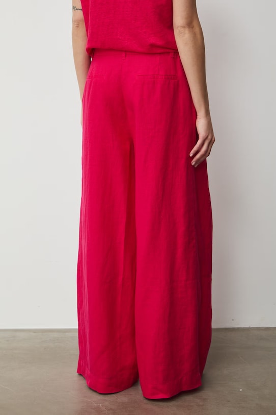 Odzież Spodnie wide leg damskie lniane RS26-SPD700 różowy