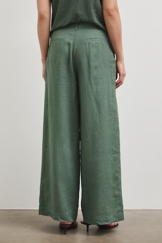 Odzież Medicine spodnie wide leg damskie lniane RS26-SPD700 zielony