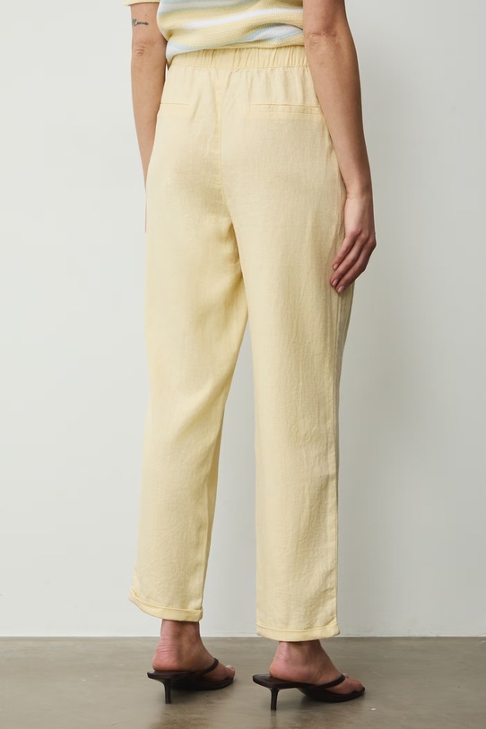 Odzież Spodnie chinos damskie z lnem RS26-SPD702 żółty