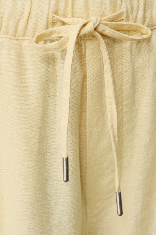 Spodnie chinos damskie z lnem żółty RS26-SPD702