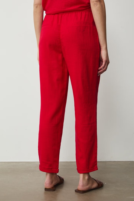 Odzież Spodnie chinos damskie z lnem RS26-SPD702 czerwony