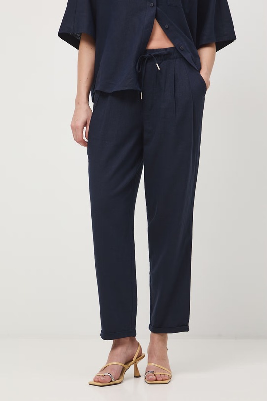 Spodnie chinos damskie z lnem RS26-SPD702 granatowy RS26