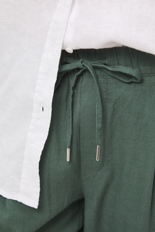 Medicine spodnie chinos damskie z lnem RS26-SPD702 zielony