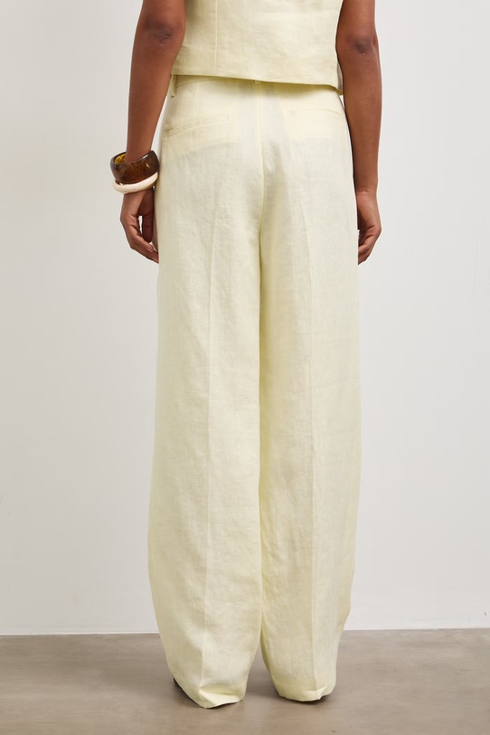 Odzież Spodnie straight damskie lniane gładkie RS26-SPD800 żółty