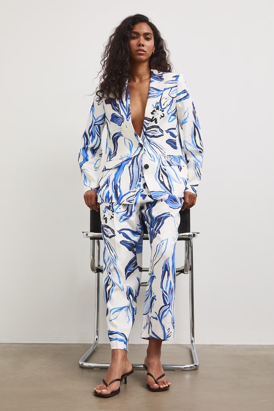 Spodnie chinos damskie z lnem RS26-SPD801 beżowy RS26