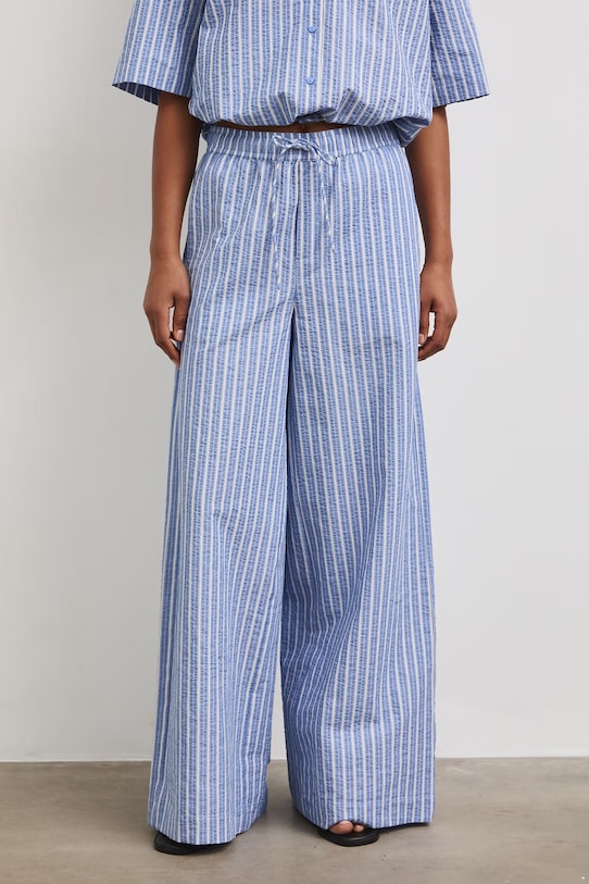 Spodnie wide leg damskie bawełniane RS26-SPD803 niebieski RS26