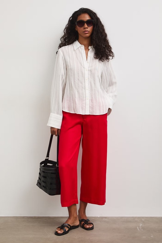 Spodnie culottes damskie z lyocellu czerwony RS26-SPD805