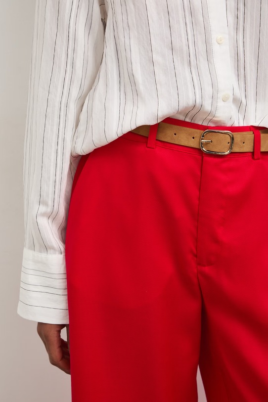 Spodnie culottes damskie z lyocellu czerwony RS26-SPD805