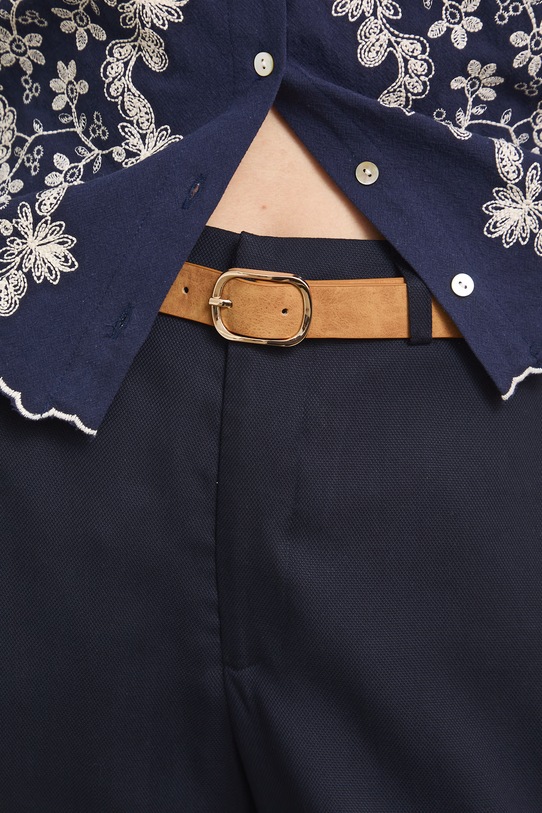 Spodnie culottes damskie z lyocellu granatowy RS26-SPD805