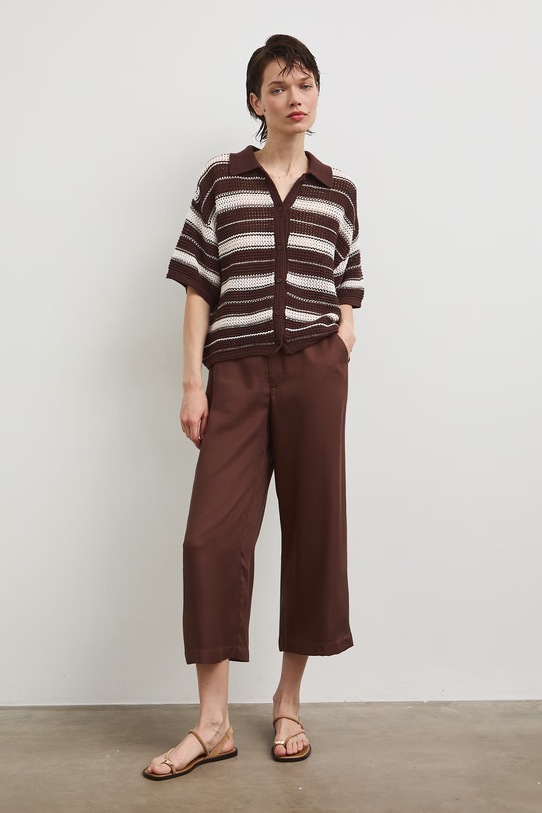 Spodnie culottes damskie z lyocellu RS26-SPD805 brązowy RS26