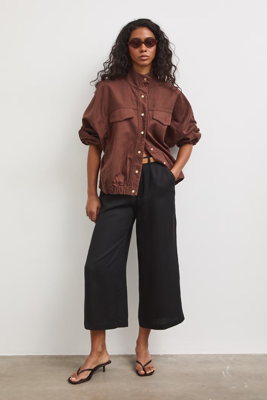 Medicine spodnie culottes damskie z lyocellu czarny RS26-SPD805