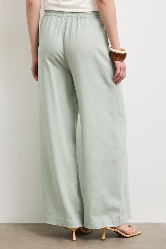 Одяг Medicine штани wide leg жіночі з льоном RS26-SPD900 зелений