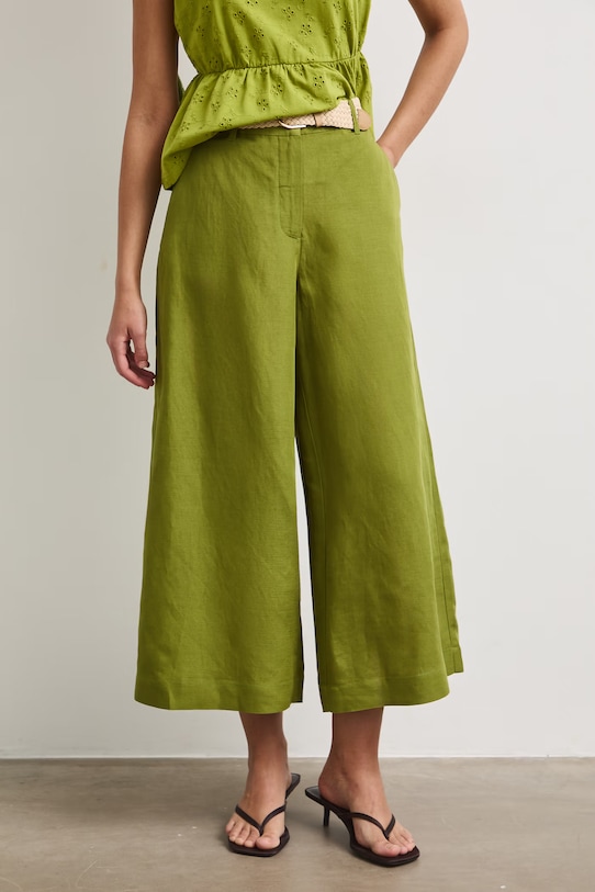 Medicine штани culottes жіночі з додаванням льону RS26-SPD901 зелений RS26