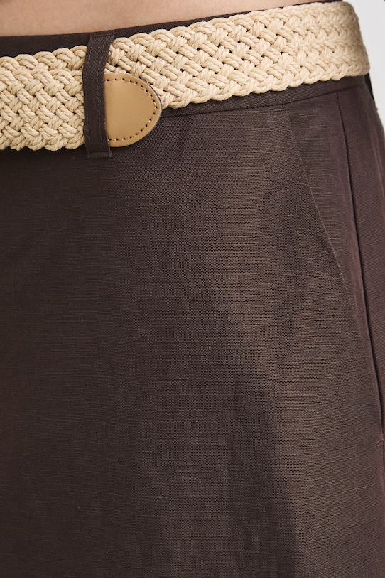 Medicine kalhoty culottes dámské s příměsí lnu hnědá RS26-SPD901