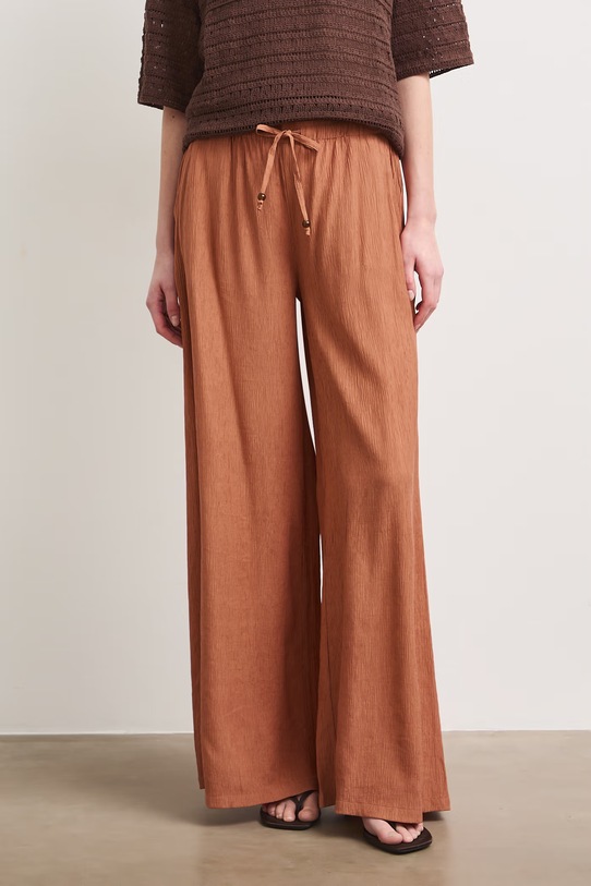 Spodnie wide leg damskie z wiskozą RS26-SPD907 pomarańczowy RS26