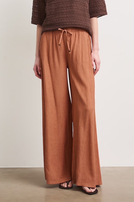 Spodnie wide leg damskie z wiskozą RS26-SPD907 pomarańczowy RS26