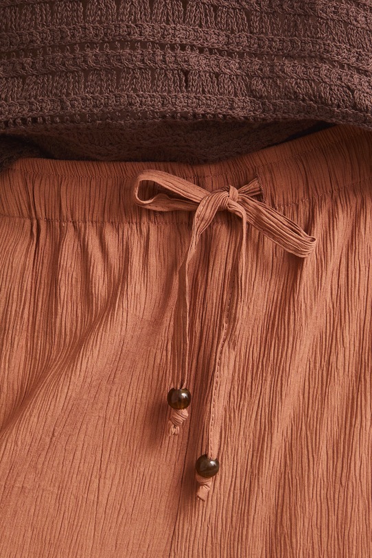 Spodnie wide leg damskie z wiskozą pomarańczowy RS26-SPD907