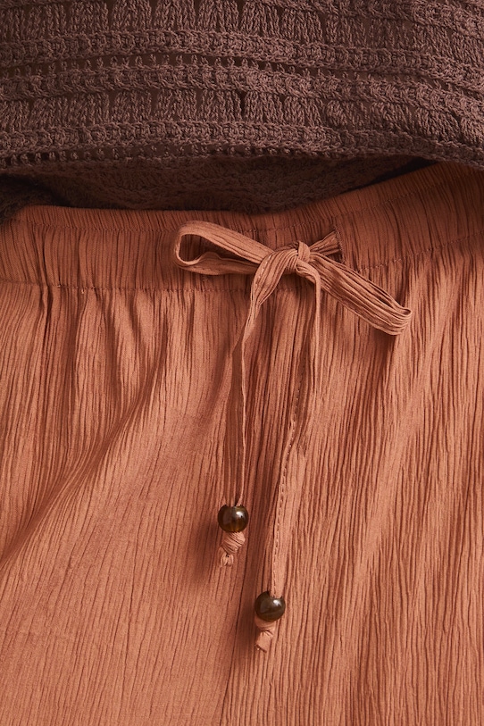 Spodnie wide leg damskie z wiskozą pomarańczowy RS26-SPD907