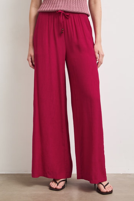 Spodnie wide leg damskie z wiskozą RS26-SPD907 czerwony RS26