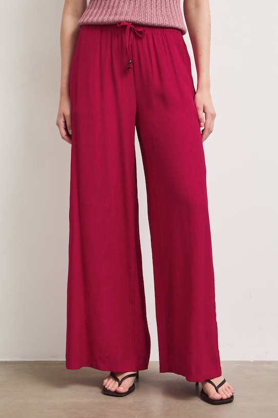 Spodnie wide leg damskie z wiskozą RS26-SPD907 czerwony RS26