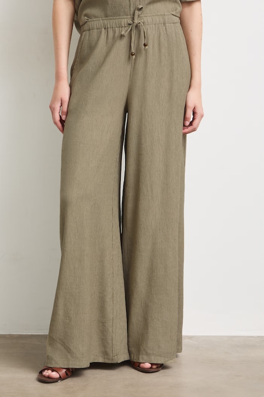 Spodnie wide leg damskie z wiskozą RS26-SPD907 zielony RS26