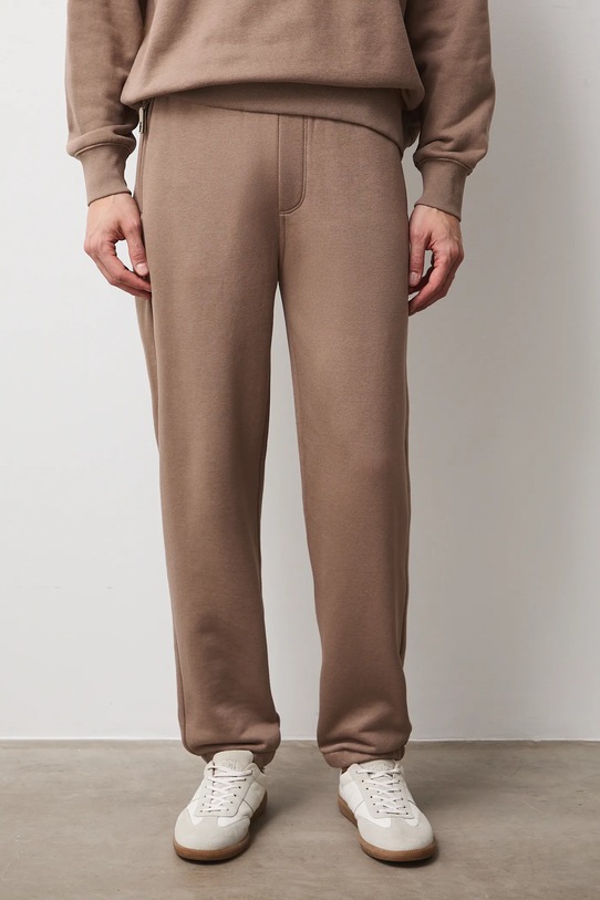 Spodnie dresowe męskie jogger gładkie RS26-SPM011 beżowy RS26