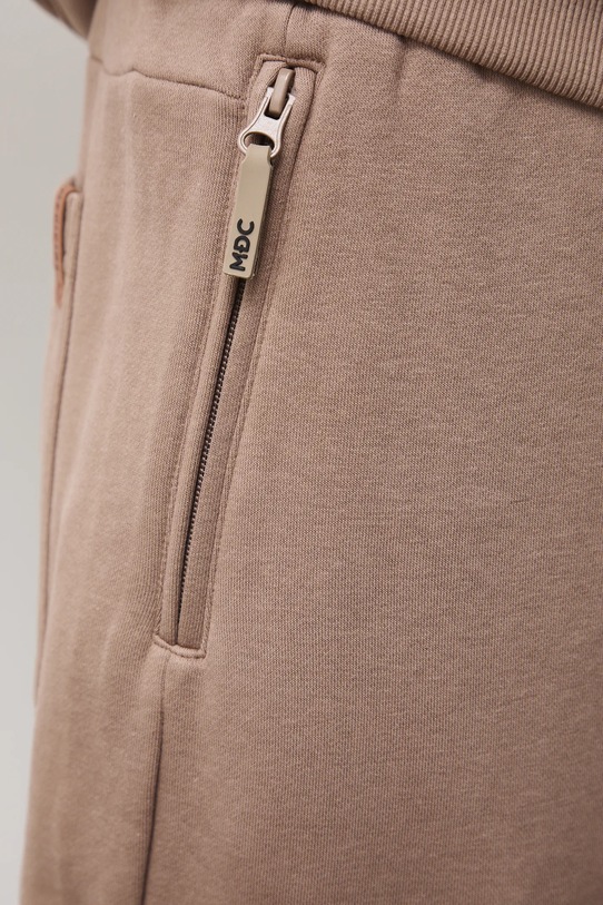 Spodnie dresowe męskie jogger gładkie beżowy RS26-SPM011