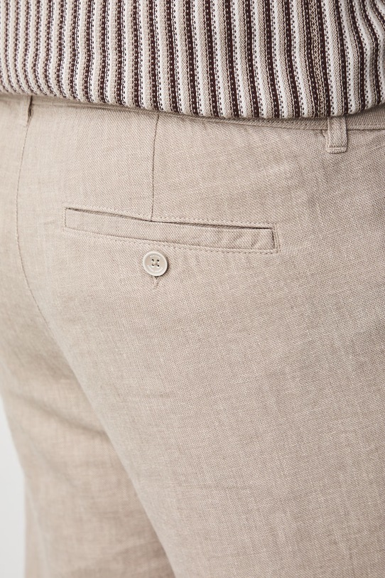 Medicine spodnie chinos męskie z lnem beżowy RS26-SPM073