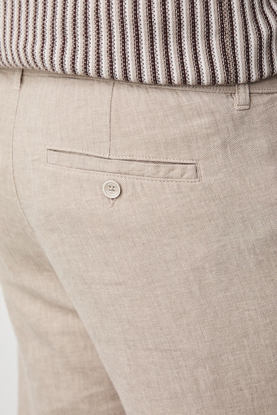 Medicine spodnie chinos męskie z lnem beżowy RS26-SPM073