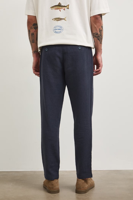 Odzież Medicine spodnie chinos męskie z lnem RS26-SPM073 granatowy
