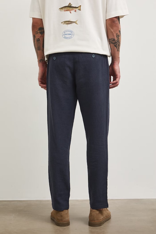 Odzież Medicine spodnie chinos męskie z lnem RS26-SPM073 granatowy