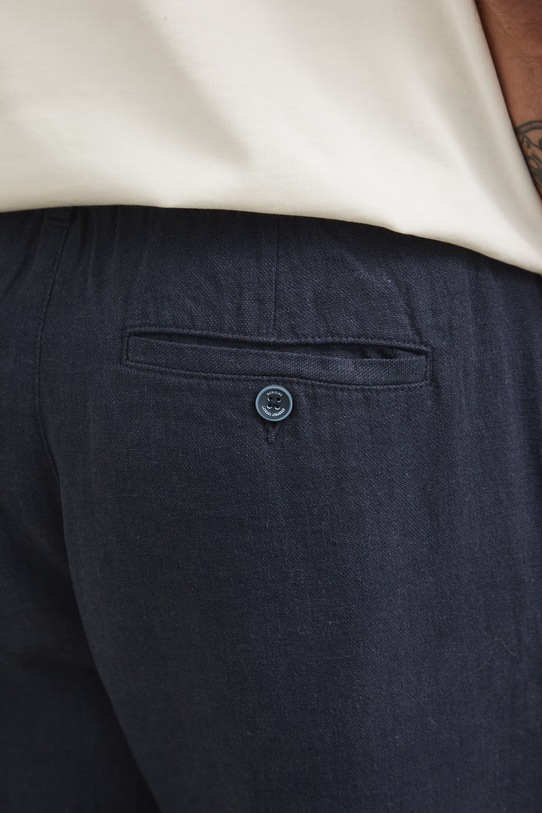 Medicine spodnie chinos męskie z lnem granatowy RS26-SPM073