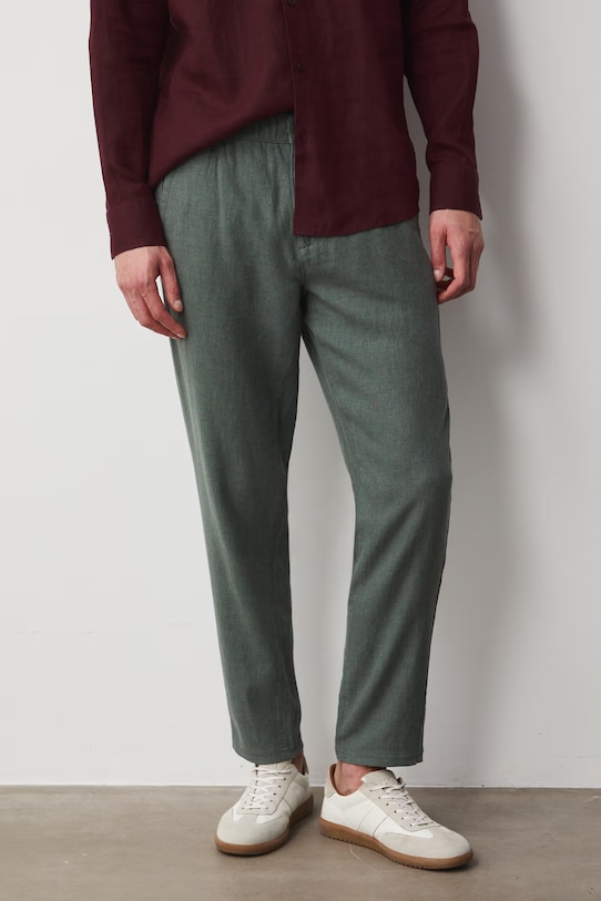 Medicine spodnie chinos męskie z lnem zielony RS26-SPM073