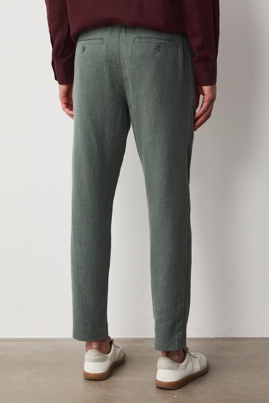 Odzież Medicine spodnie chinos męskie z lnem RS26-SPM073 zielony