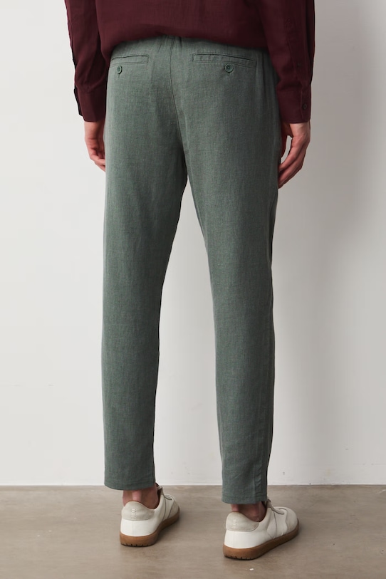Odzież Medicine spodnie chinos męskie z lnem RS26-SPM073 zielony