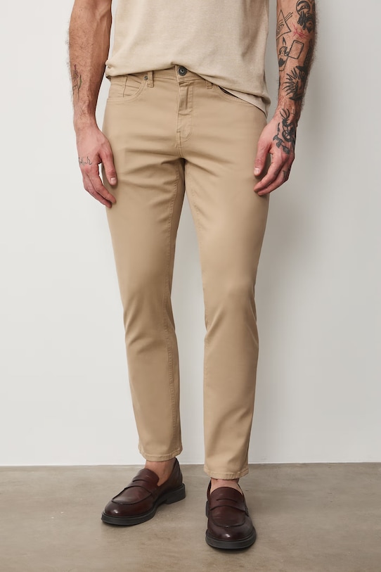 Medicine spodnie slim fit męskie bawełniane z elastanem RS26-SPM403 beżowy RS26