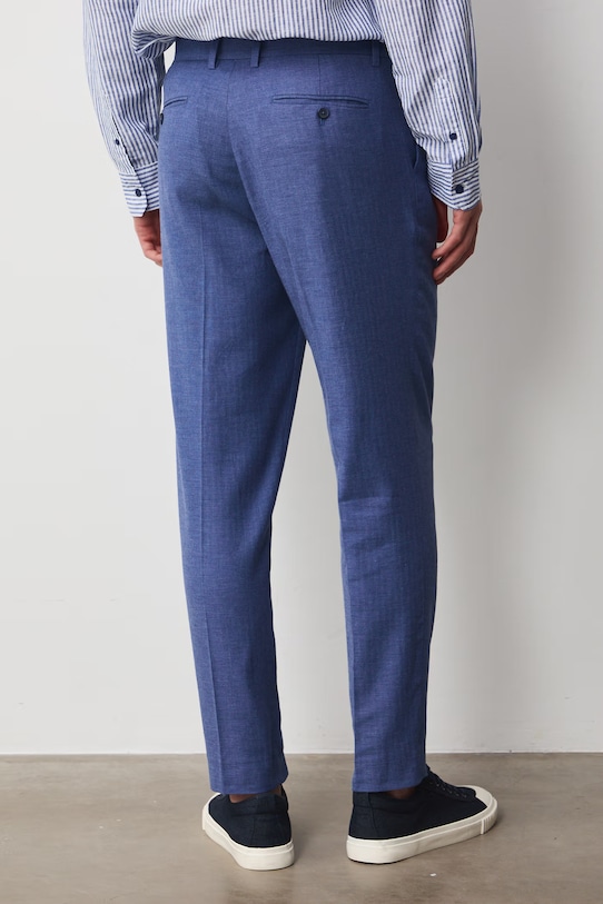 Oblečení Chino kalhoty pánské se lnem regular waist RS26-SPM721 modrá