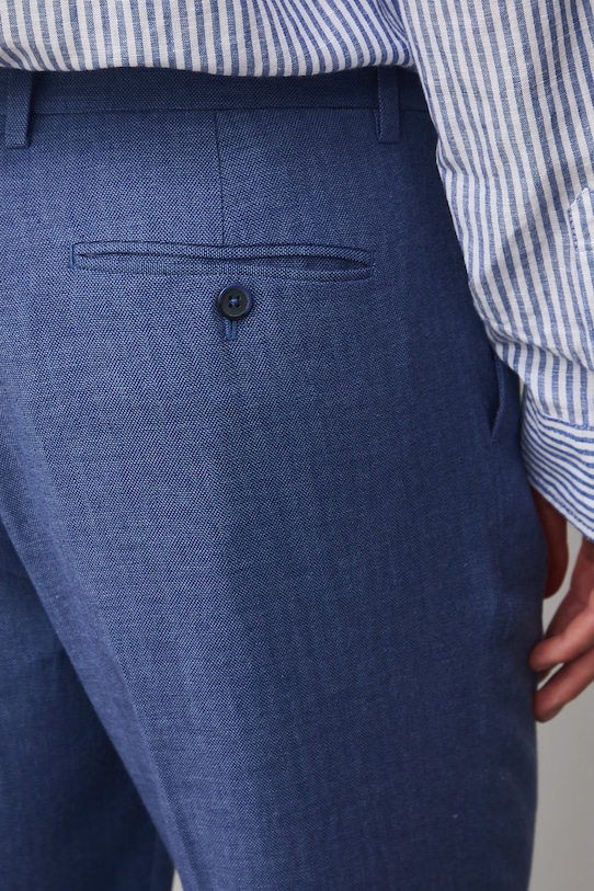 Chino kalhoty pánské se lnem regular waist modrá RS26-SPM721