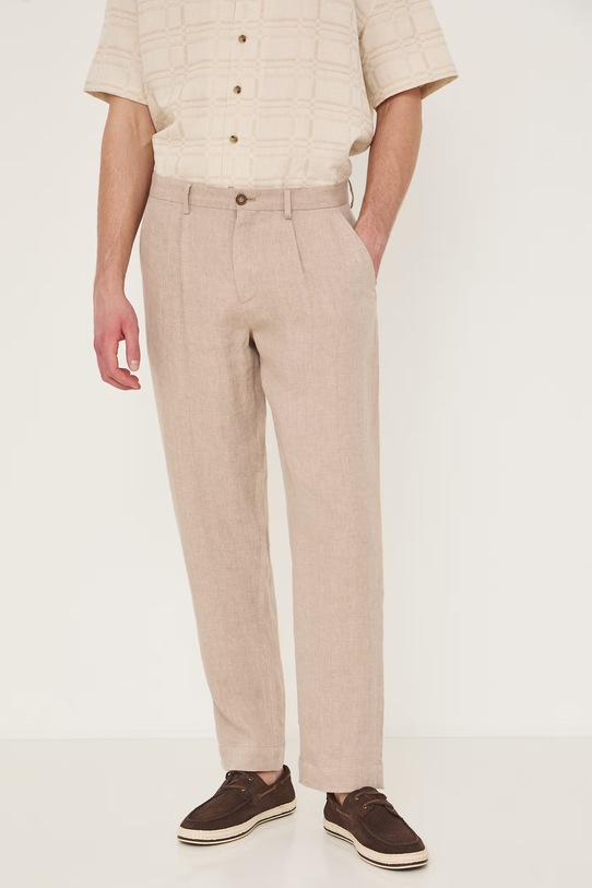 Spodnie chinos męskie lniane RS26-SPM901 beżowy RS26