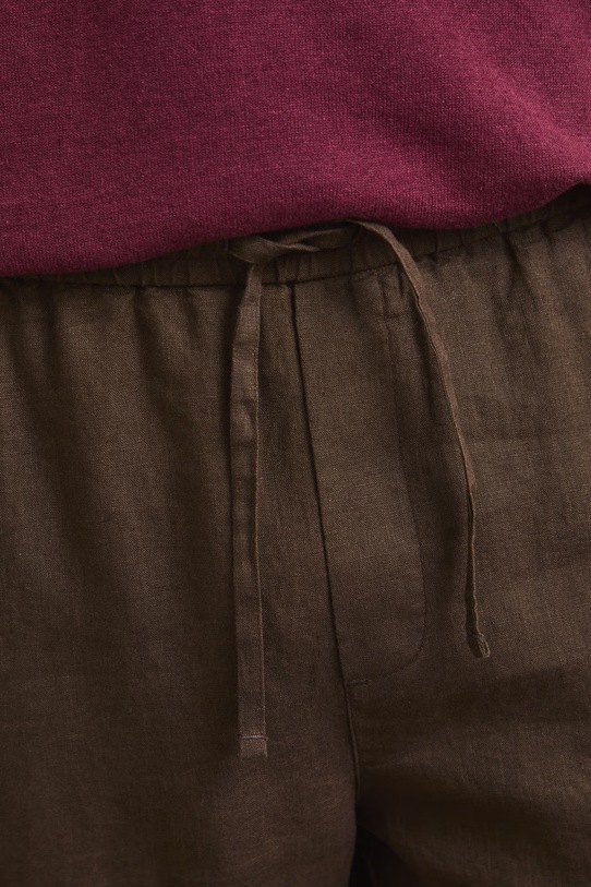 Spodnie chinos męskie lniane brązowy RS26-SPM905