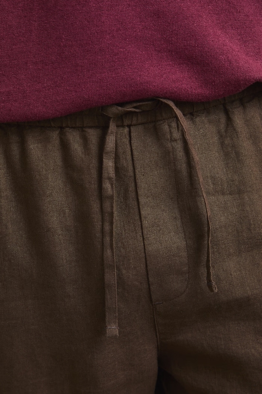 Spodnie chinos męskie lniane brązowy RS26-SPM905