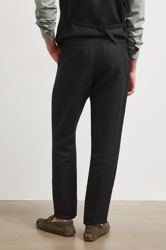 Odzież Spodnie chinos męskie lniane gładkie RS26-SPM921 czarny