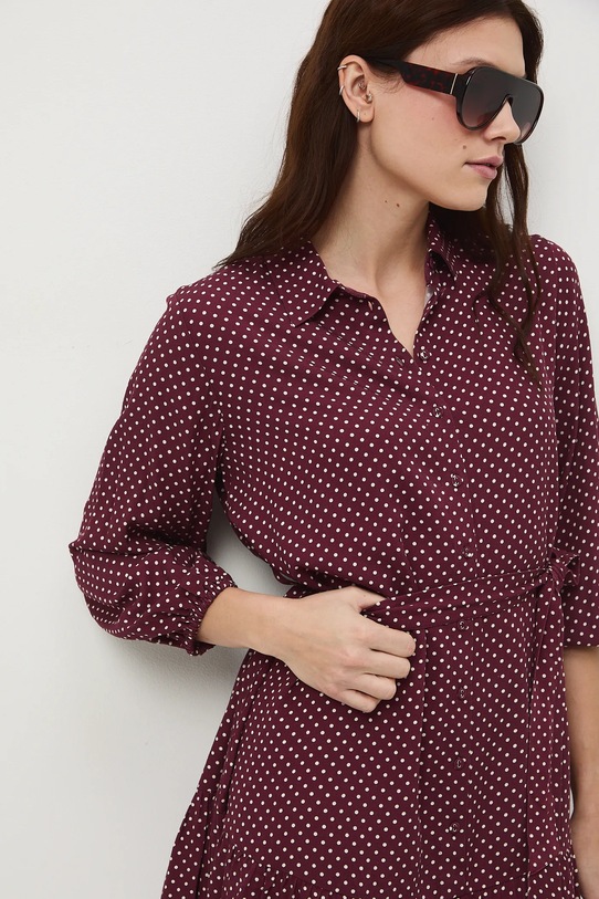 Sukienka damska mini z paskiem wzorzysta RS26-SUD010 brązowy