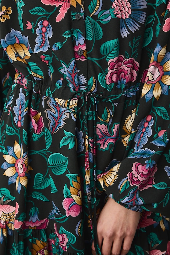 Šaty dámske mini z viskózy vzorovaná RS26-SUD031 čierna